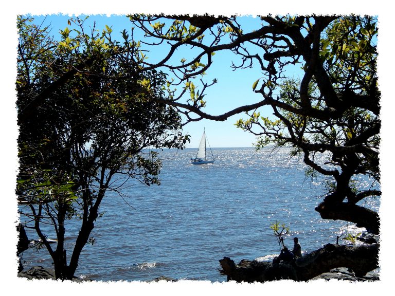 Segelboot am Rio de la Plata in Colonia del Sacramento