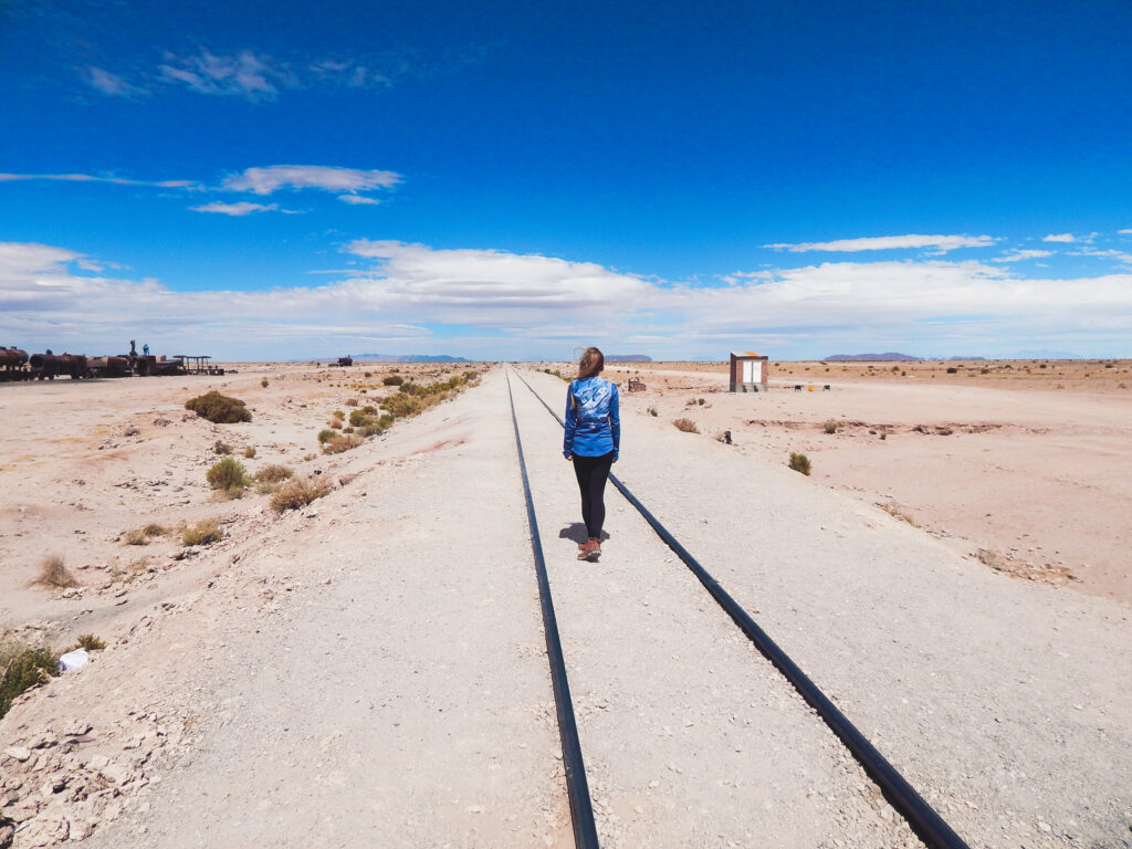 Schienen in Uyuni Salzwüste