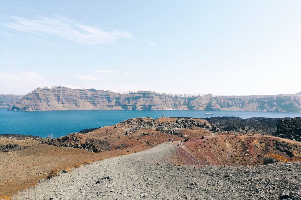 Ausblick über Santorini von Nea Kameni