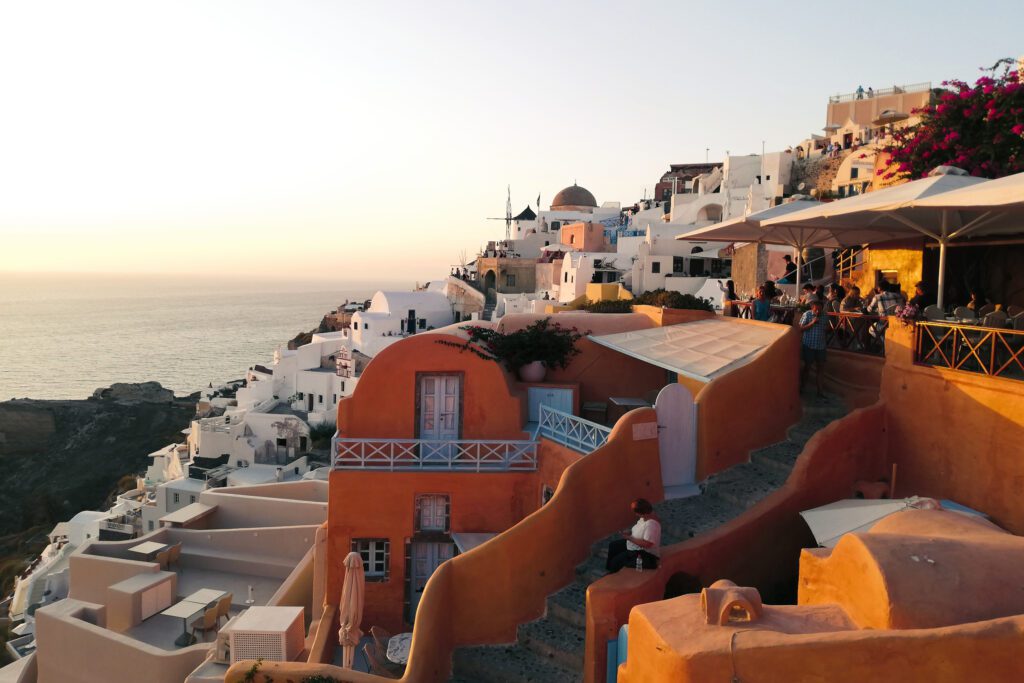 Sonnenuntergang in Oia auf Insel Santorini